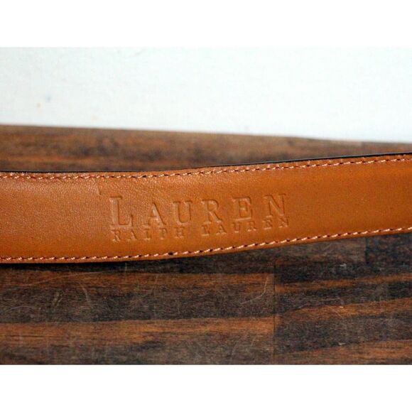 Lauren Ralph Lauren BLACK CROCO REAL LEATHER 1"Wd SKINNY WOMEN'S BELT Sz S (60M) - Picture 5 of 6